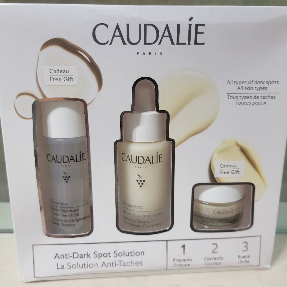 Caudalie VINOPERFECT Anti-Dark Spot Brightening Solution Wash+Serum+Moisturizer